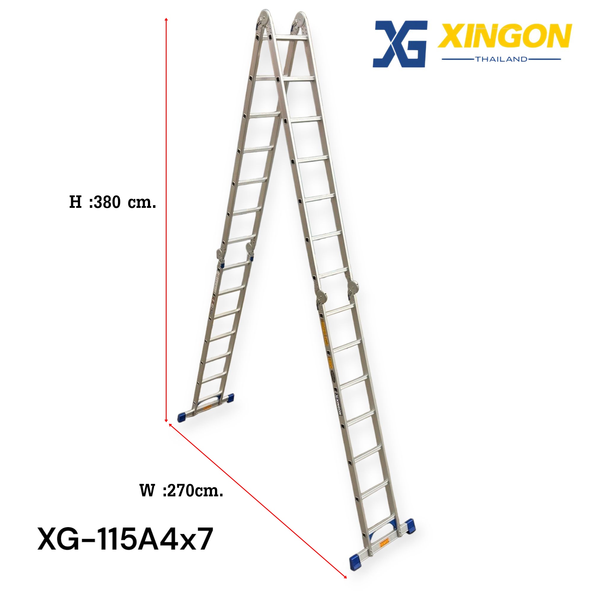 บันไดพับอเนกประสงค์28ขั้นพาดยาว7.96เมตร XG-115A4x7 - Image 4