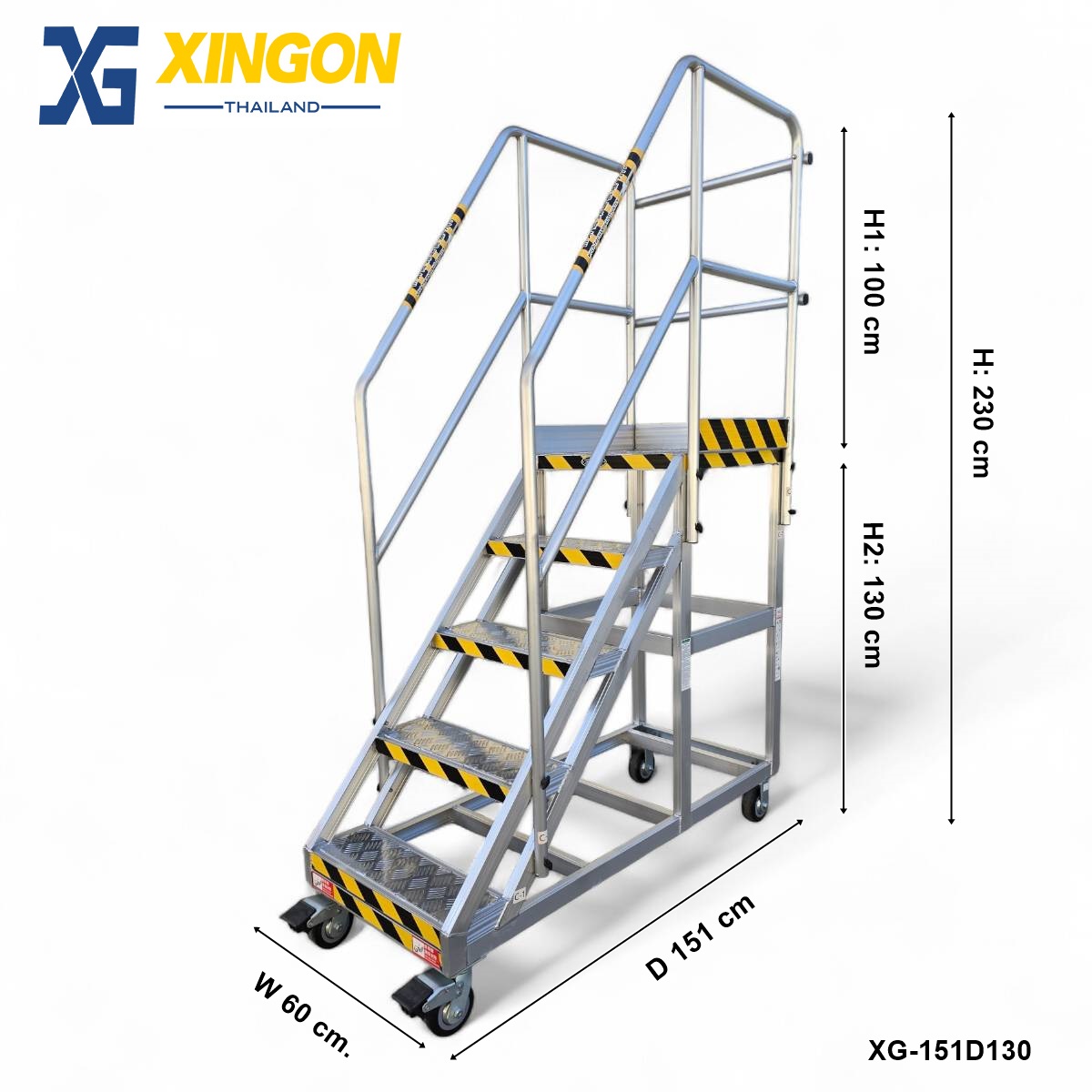 บันไดอลูมิเนียมติดล้อ5ขั้น - Image 2