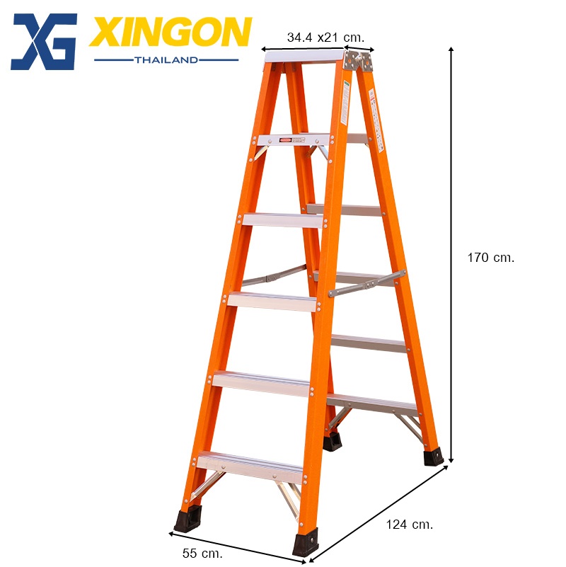บันไดไฟเบอร์กลาสทรงเอขึ้นลงได้2ทาง6+6ฟุต XG107A6 - Image 3