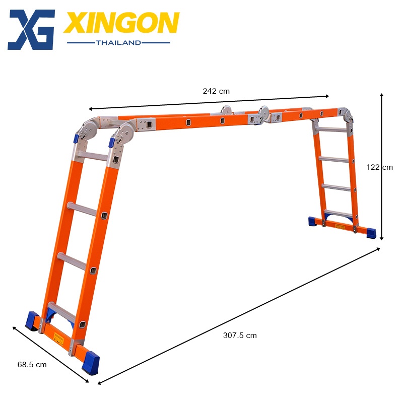 บันไดไฟเบอร์กลาสพับอเนกประสงค์16ขั้น XG163F4x4 - Image 3