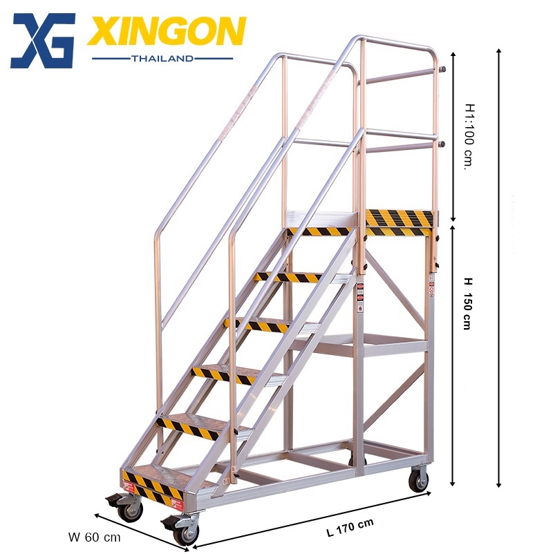 บันไดอลูมิเนียมติดล้อ6ขั้น XG-151D150 - Image 2
