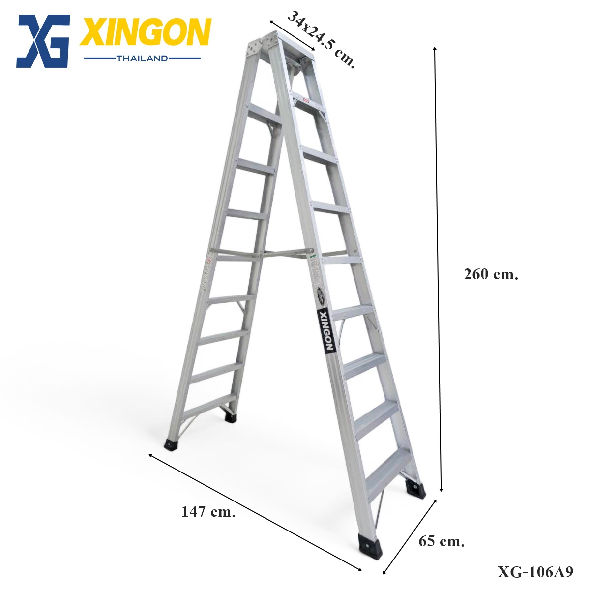 บันไดอลูมิเนียมทรงเอขึ้นลง2ทาง9ฟุต XG-106A9 - Image 3