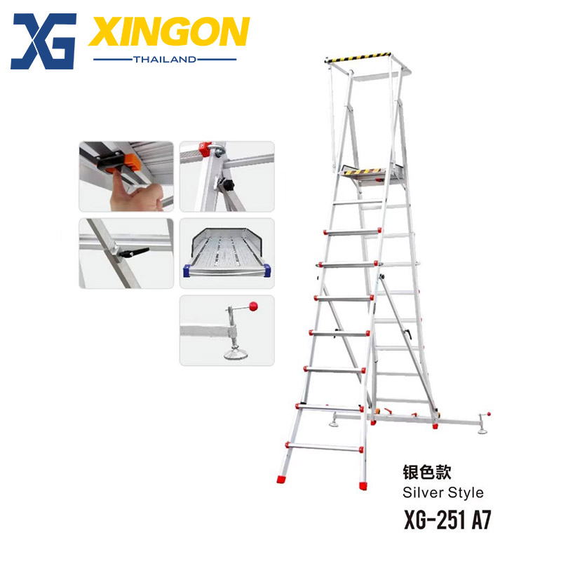 บันไดแพลตฟอร์ม5ฟุต ปรับระดับความสูงได้140-222ซม. XG-251A5 - Image 3