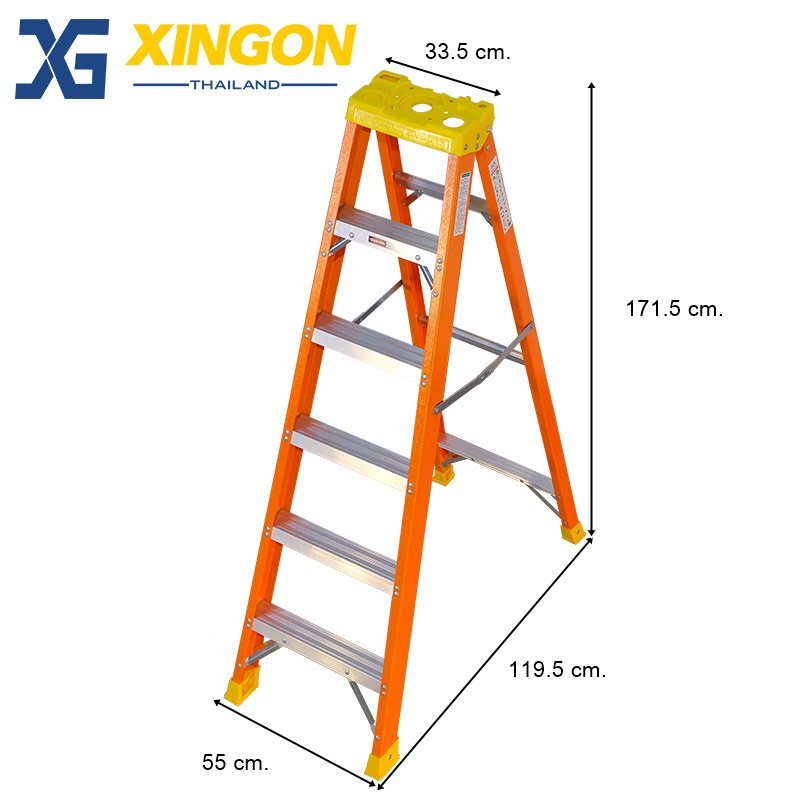 บันไดไฟเบอร์กลาสทรงเอมีถาดวางเครื่องมือ5ฟุต XG107B5 - Image 2
