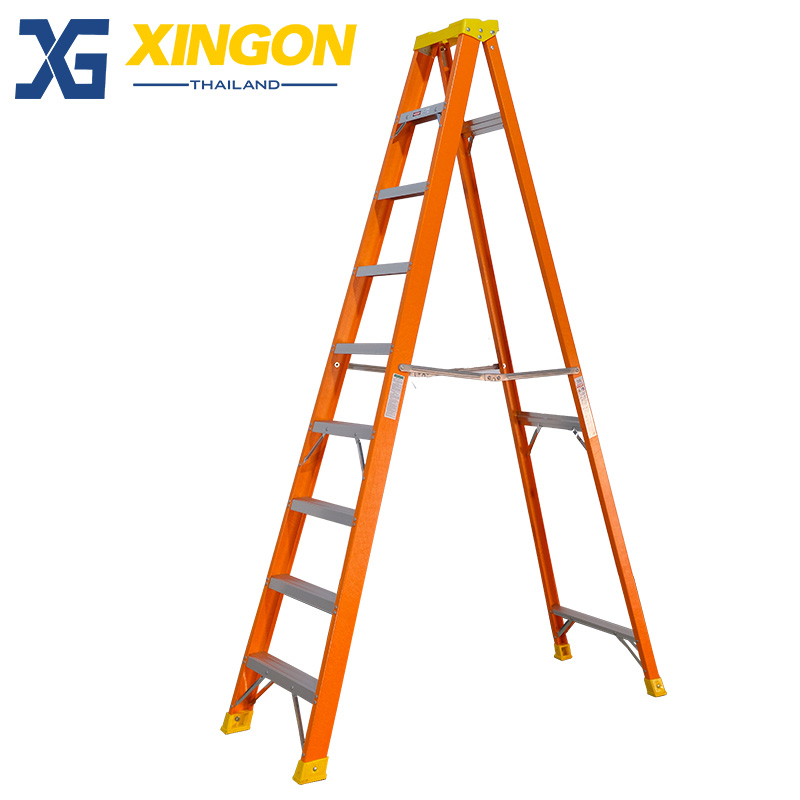 บันไดไฟเบอร์กลาสทรงเอมีถาดวางเครื่องมือ9ฟุต XG107B9