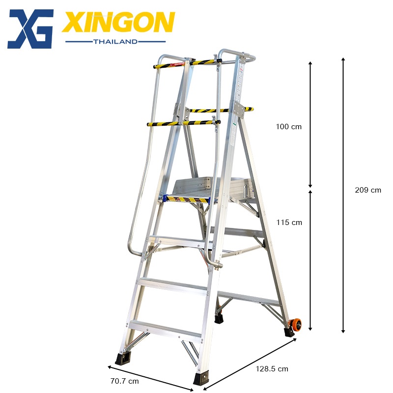 บันไดแพลตฟอร์ม อลูมิเนียม4ฟุตมีราวจับและกันตก XG-152A4 - Image 2
