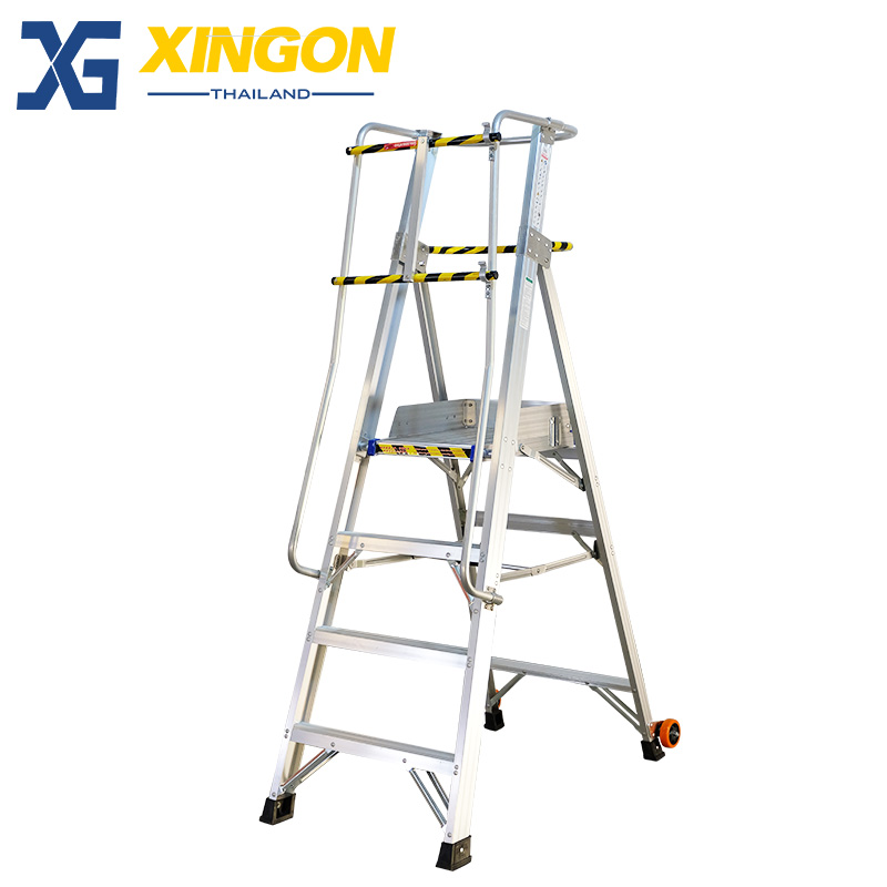บันไดแพลตฟอร์ม อลูมิเนียม4ฟุตมีราวจับและกันตก XG-152A4 - Image 3