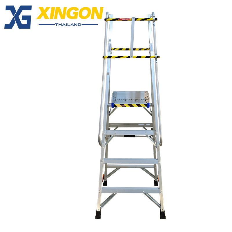 บันไดแพลตฟอร์ม อลูมิเนียม4ฟุตมีราวจับและกันตก XG-152A4 - Image 4