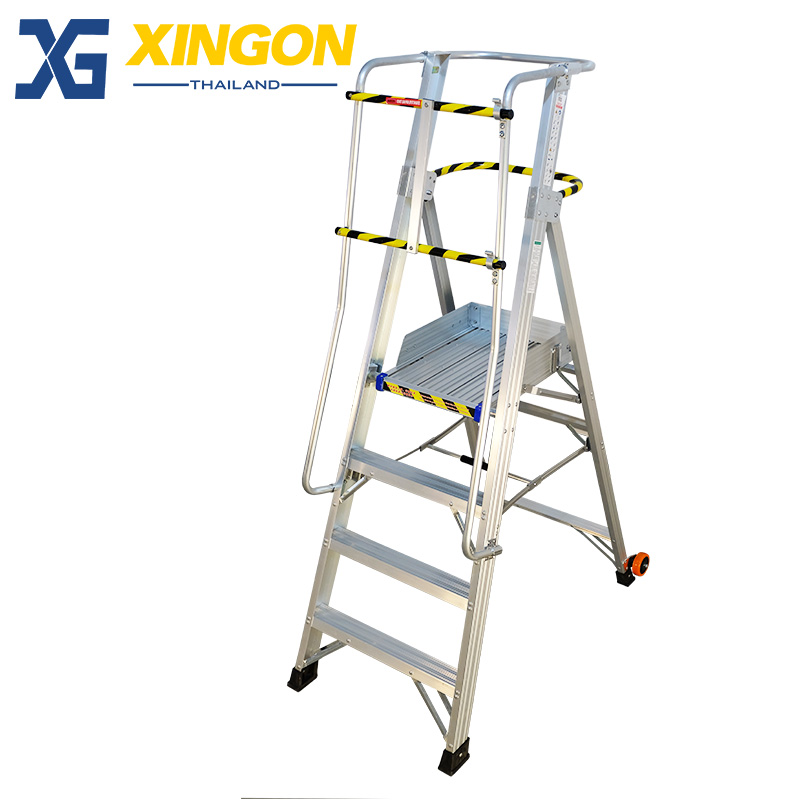 บันไดแพลตฟอร์ม อลูมิเนียม4ฟุตมีราวจับและกันตก XG-152A4 - Image 7