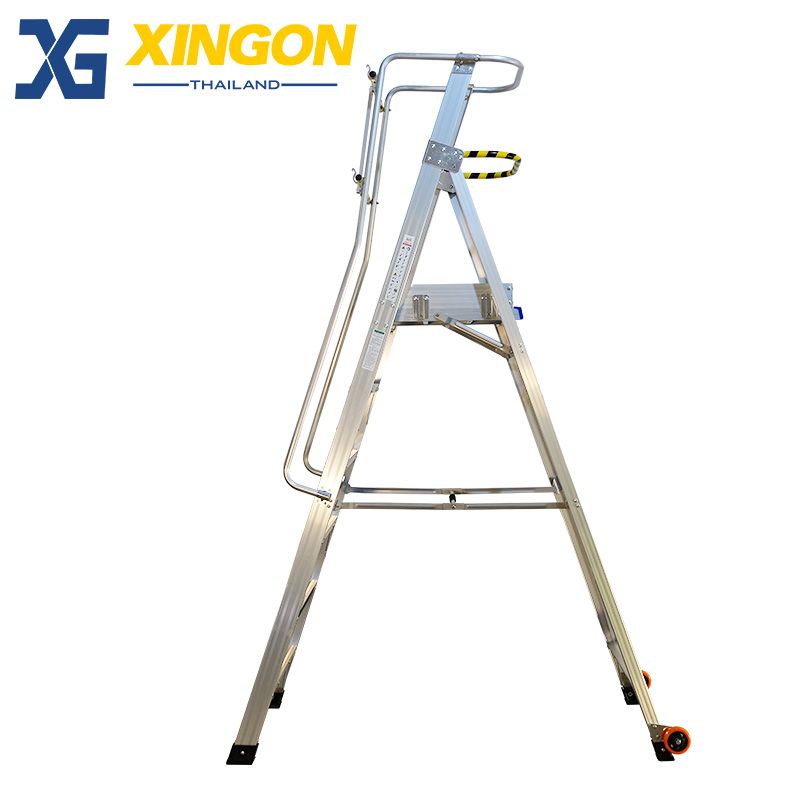 บันไดอลูมิเนียมติดล้อ6ฟุตมีราวจับและกันตก XG-152A6 - Image 5
