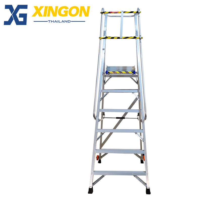 บันไดอลูมิเนียมติดล้อ6ฟุตมีราวจับและกันตก XG-152A6 - Image 6