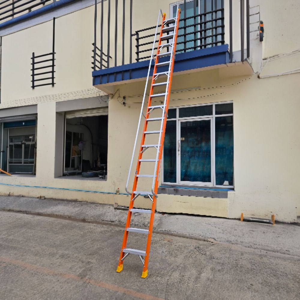 บันไดไฟเบอร์กลาสแบบพาดมีราวจับ16ขั้นมีตะขอเกี่ยว XG-158FA16 - Image 6