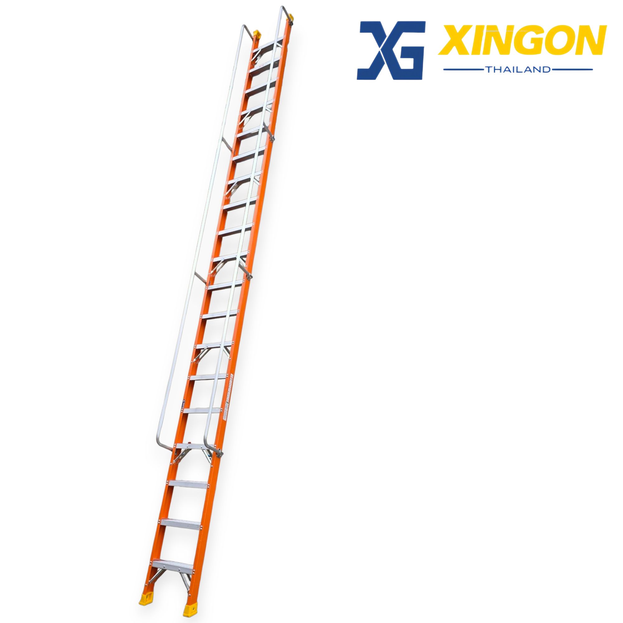 บันไดไฟเบอร์กลาสแบบพาดมีราวจับ15ขั้นมีตะขอเกี่ยว XG-158FA15 - Image 2