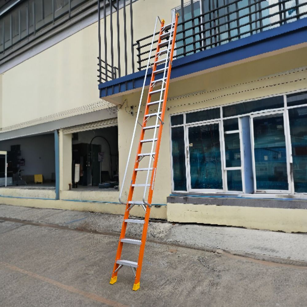 บันไดไฟเบอร์กลาสแบบพาดมีราวจับ15ขั้นมีตะขอเกี่ยว XG-158FA15 - Image 5