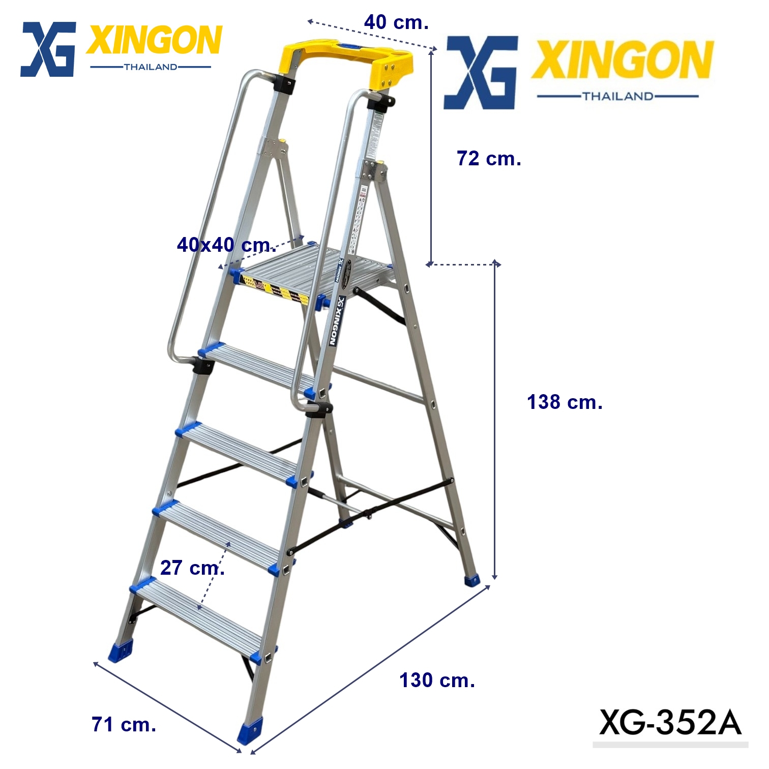 บันไดแพลตฟอร์มอลูมิเนียมมีราวจับจัมโบ้5ฟุต XG-352A5 (สินค้าใหม่) - Image 5